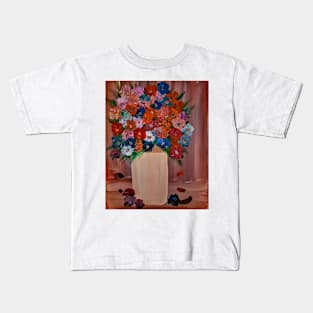 mome mixed colors abstract flowers painted Kids T-Shirt